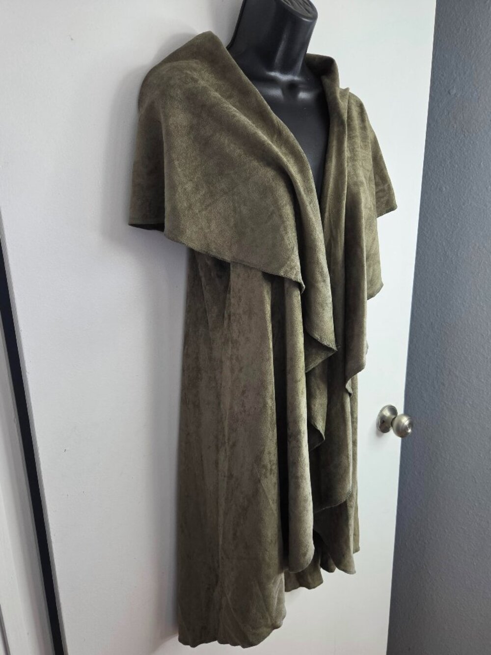 ANGL Olive Green Cocoon Open-FrontDraped Cardigan M/L